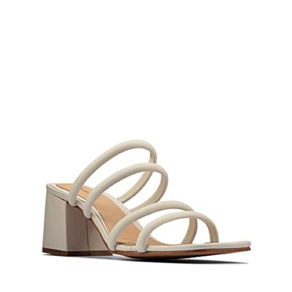 Clarks white strappy heel